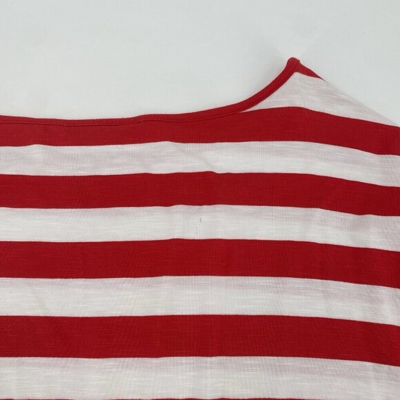 Soft Surroundings Size M Red White Stripe Blouse Tie Accent Sleeve Viscose 2AG33 - Picture 11 of 11